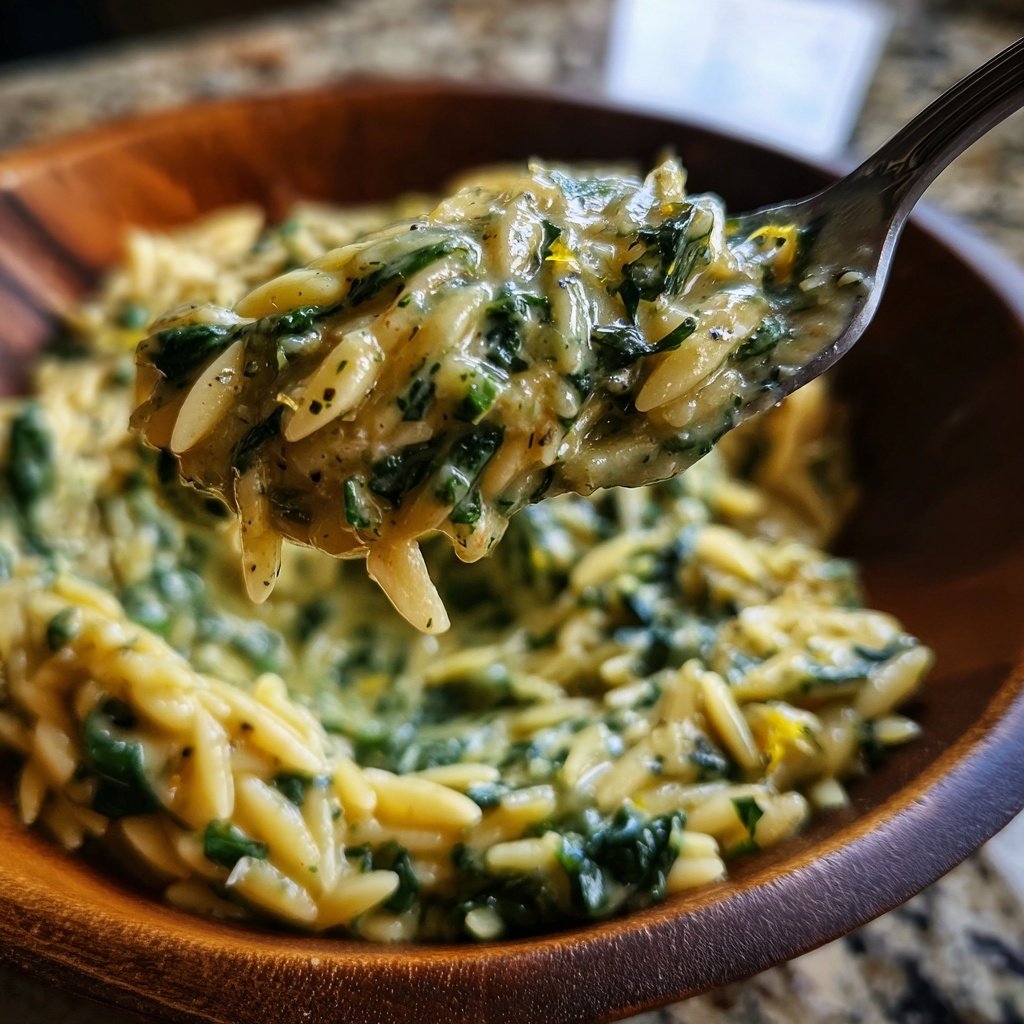 Creamy Spinach Orzo with Lemon