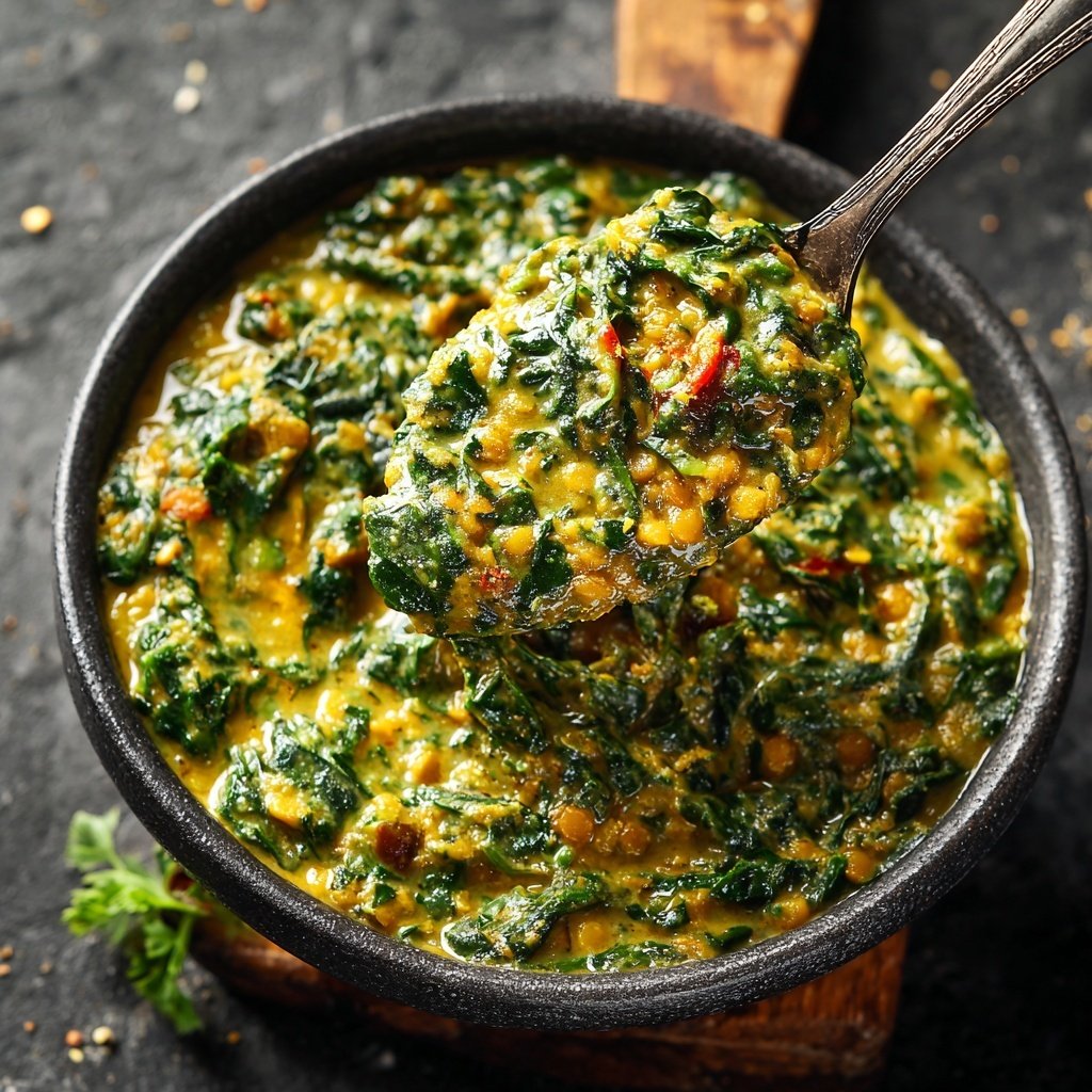 Creamy Garlic Spinach Lentils