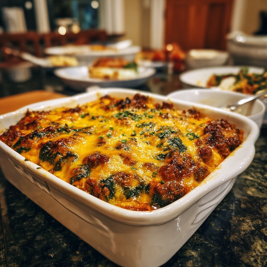 Ground Beef And Spinach Casserole
