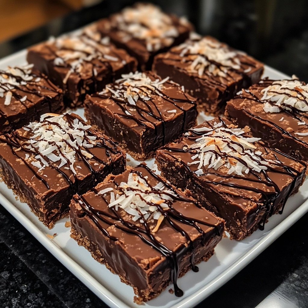 Chocolate Coconut Fudge Bars