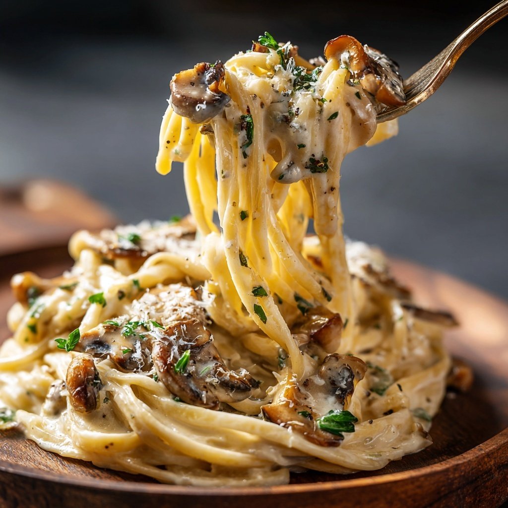 Valentine Dinner Creamy Mushroom Pasta