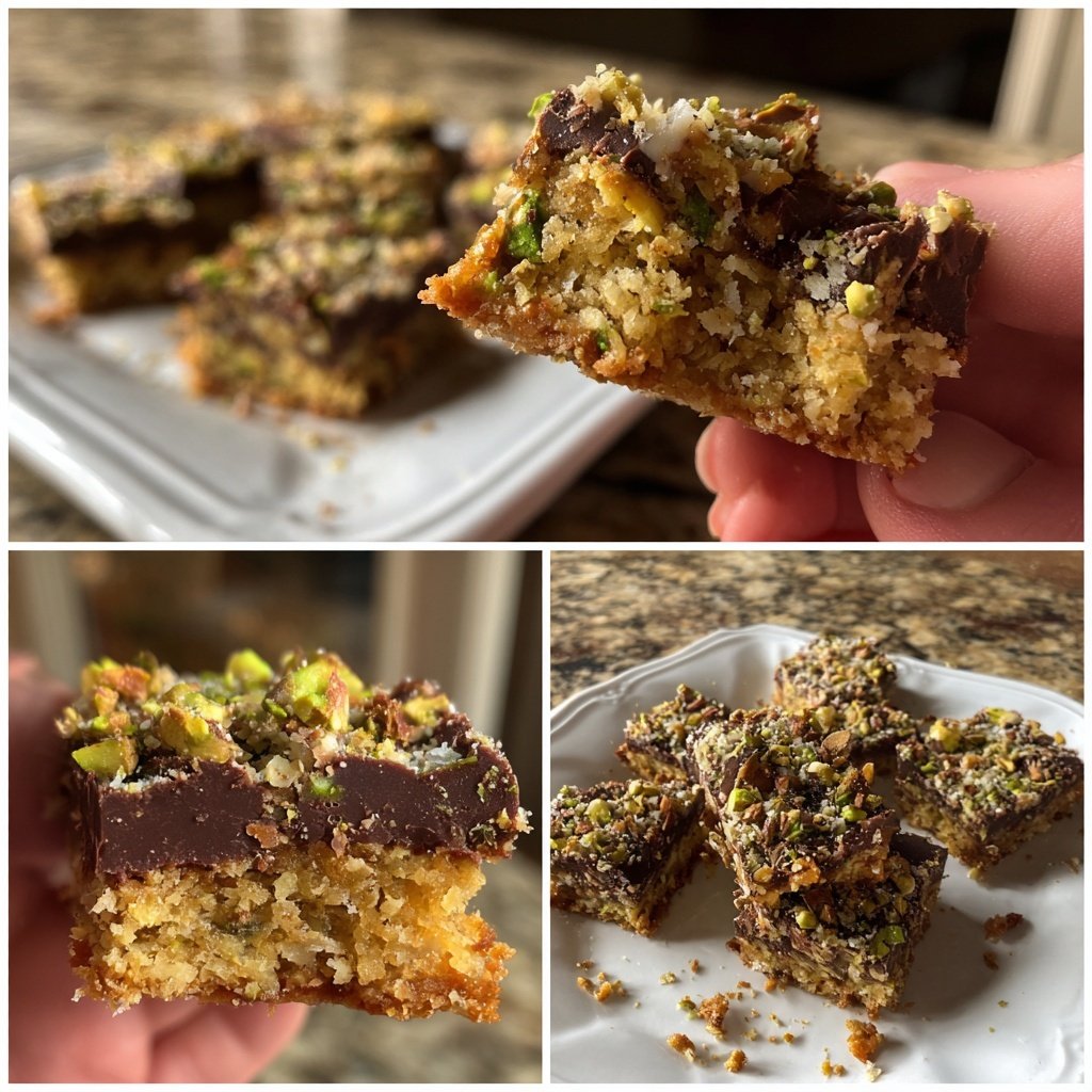 Chocolate Pistachio Coconut Squares