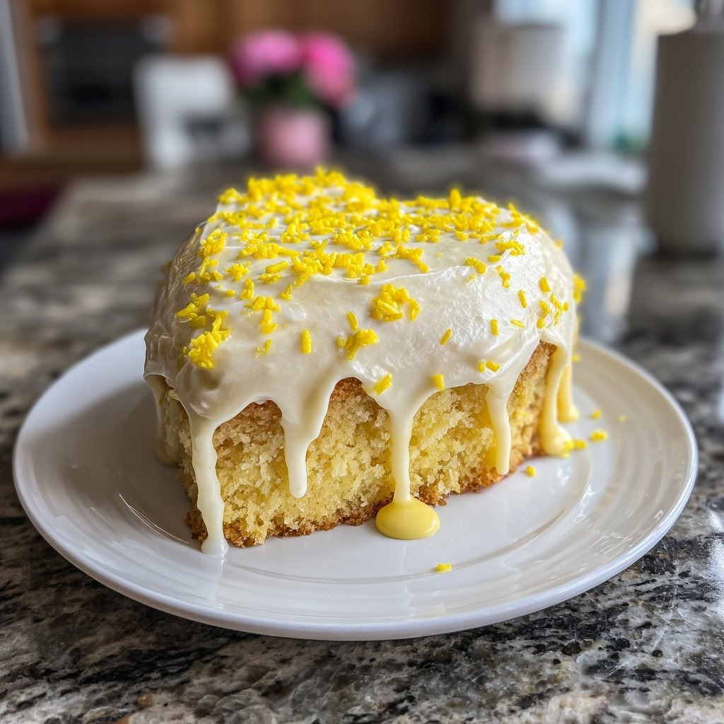 Mini Heart Cake with Lemon Frosting