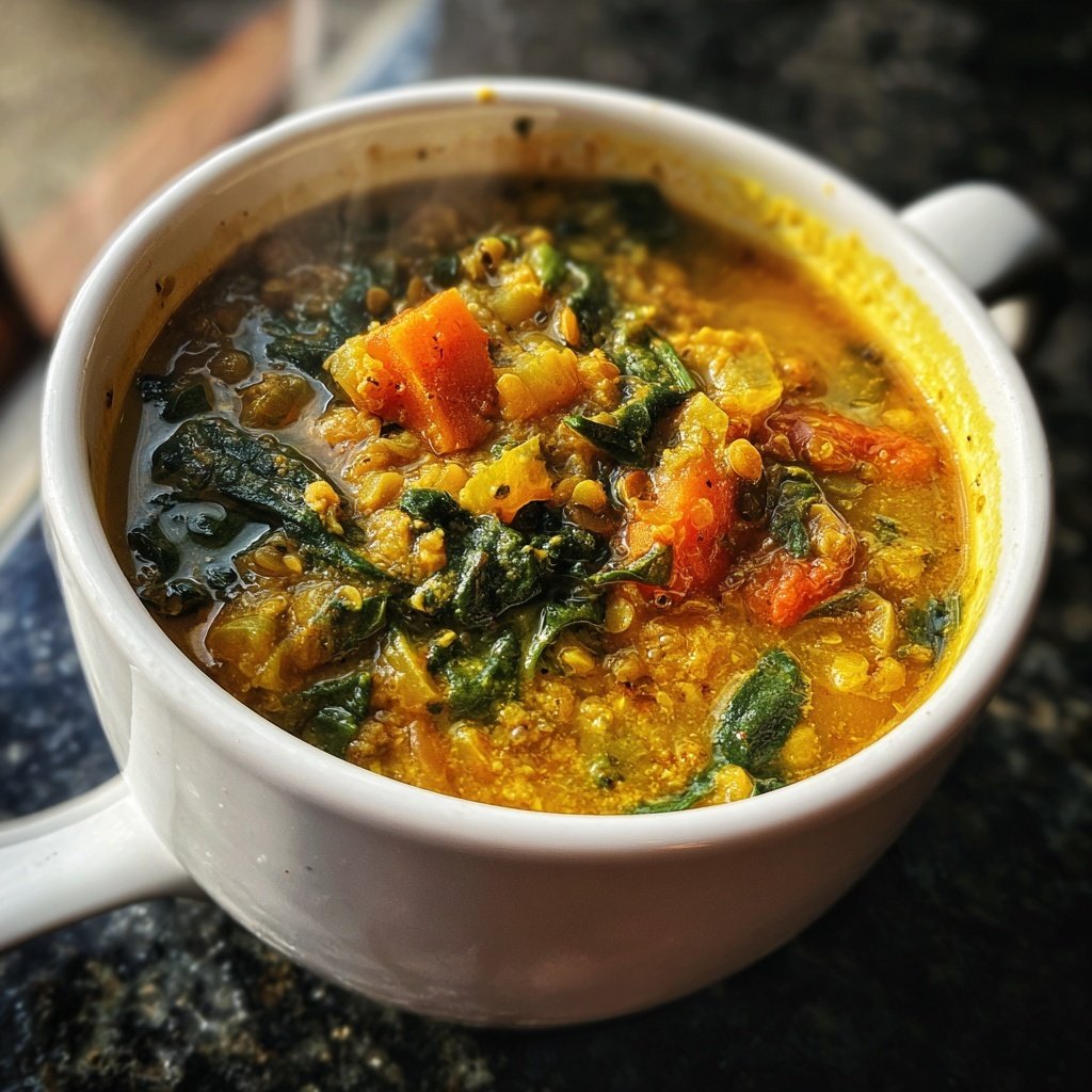 Healthy Crockpot Spinach Lentil Soup