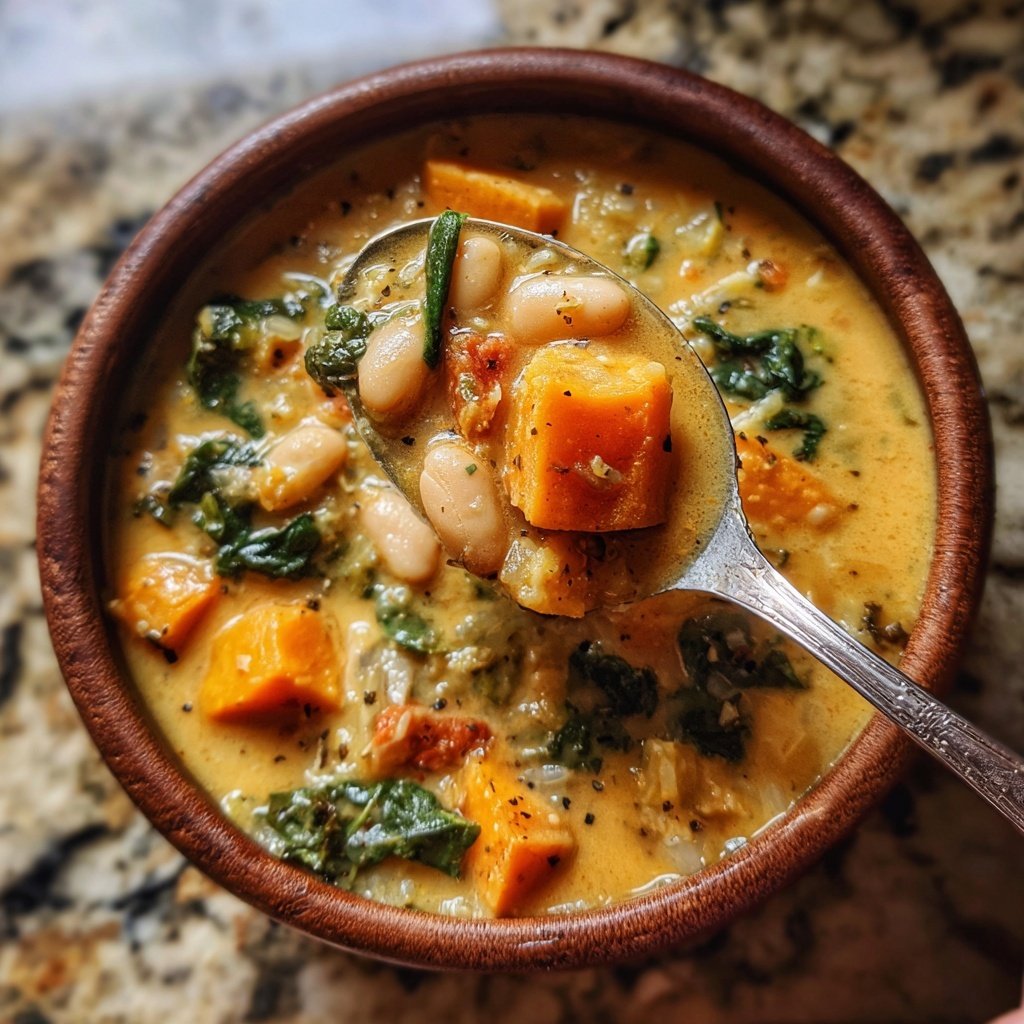 Healthy Crockpot Sweet Potato White Bean Stew
